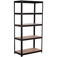 Los mejores  - Kithome MAX Estanteria Almacenaje 5- 150x75x30cm- 175Kg por Balda- Pintada en Negro y MDF- GALVA 5B7530175K- Acero…